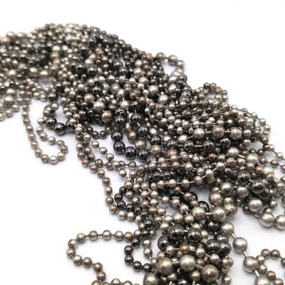 Chico's Silver Tone Metal Beaded Necklace, 12 Layered Strands, 23 Inches - Picture 8 of 9